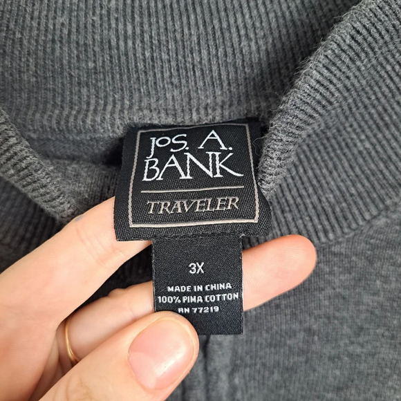 Jos. A. Bank Travelers Collection Dark Grey 1/4 Zip 100% Pima Cotton Sweater 3X - Picture 4 of 6